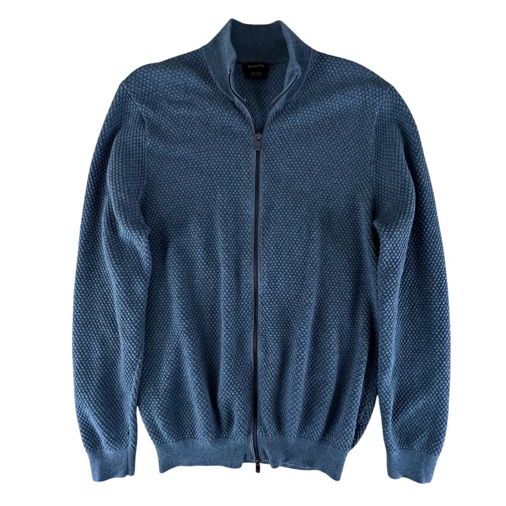 Massimo Dutti Zip Sweater Mens XL Gray Cotton Cashmere Knit Jacket Full Zip - Picture 3 of 12